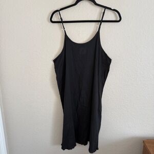 Namsar Black Cotton Lagenlook Slip Dress Womens Large Midi Minimalist Artsy